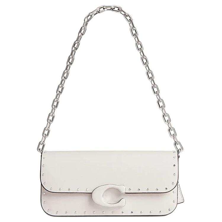 COACH IDOL Cow Leather Shoulder Bag Medium Women's Bright Nickel Hardware & Pink & White