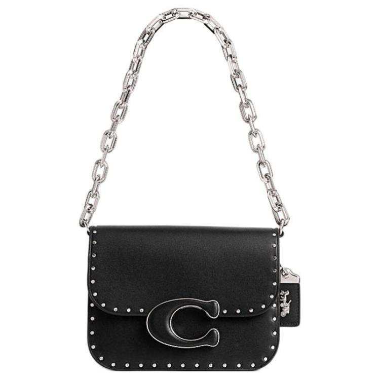 COACH IDOL Cow Leather Handbag, Shoulder Bag Small Women's Black
