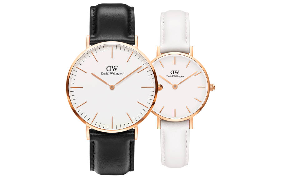 DW/DanielWellington Daniel Wellington Couple Watches Wrist Watches Quartz Movement Genuine Leather Strap 28&40mm White Dial Unisex