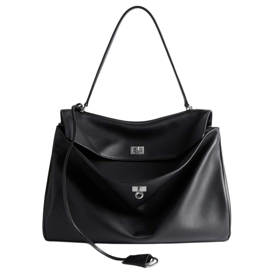 Balenciaga Calfskin One Shoulder Handbag Large Women's Black