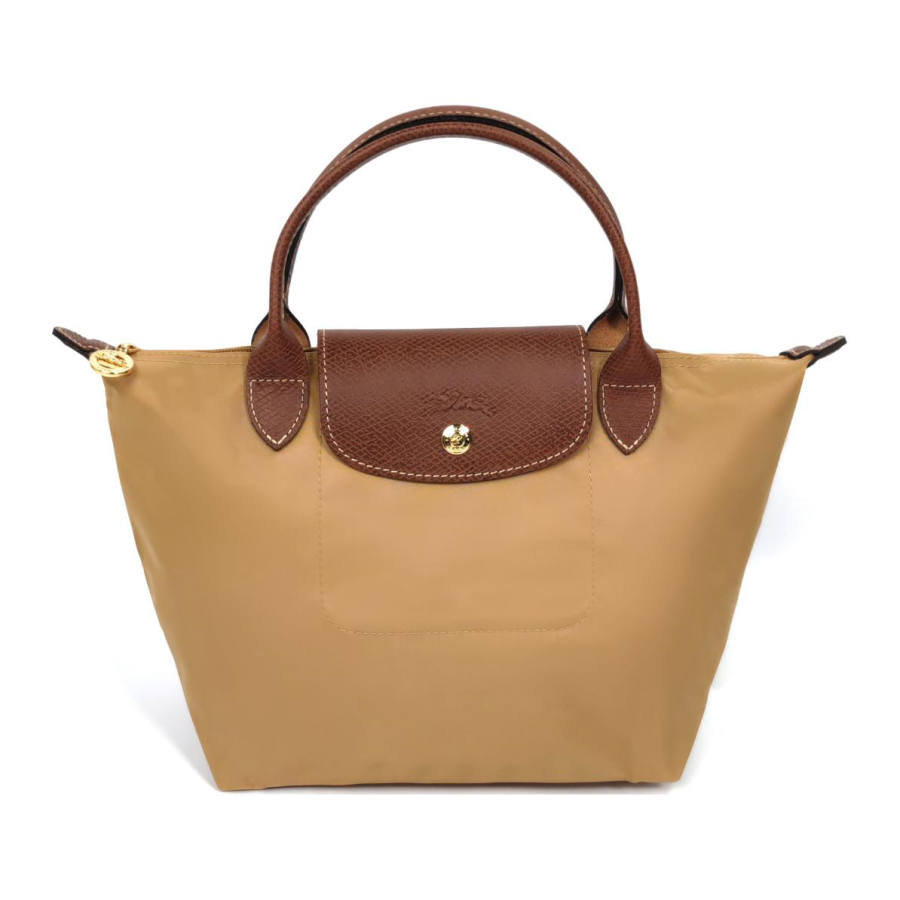 LONGCHAMP Le Pliage Polyamide Canvas With Leather Dumpling Bag Handbag Small Women's Light Tawny