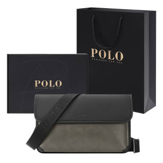 POLO Synthetic Leather Crossbody Bag Shoulder Bag Medium Men's Gray Green