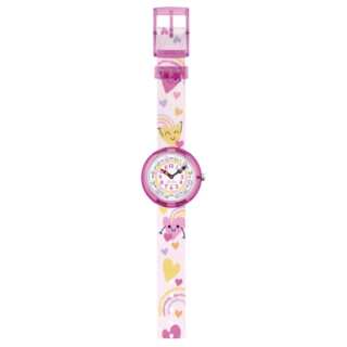 SWATCH Flik Flak Quartz Movement 30m Waterproof Kids' Watch 31.85mm White Dial Plastic Watch Case Fabric Strap