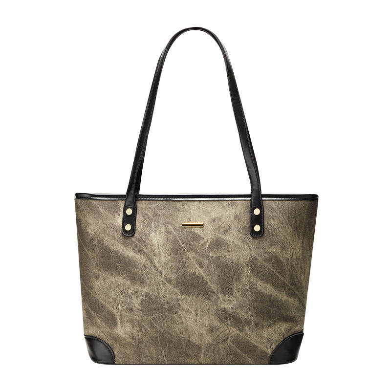 JANE KLAIN Synthetic Leather Shoulder Bag, Tote, Bucket Bag, Shoulder Bag Large Women's Dark Tea/Ecru/Blue