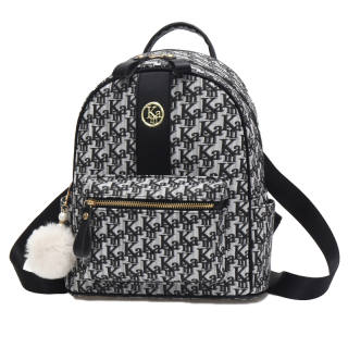 WEIMENG Soft Leather Fashion Versatile Casual Travel Outbound Backpack Multi Purpose Women's Black/Gray
