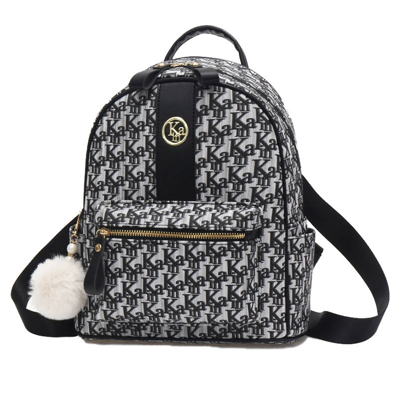 WEIMENG Soft Leather Fashion Versatile Casual Travel Outbound Backpack Multi Purpose Women's Black/Gray