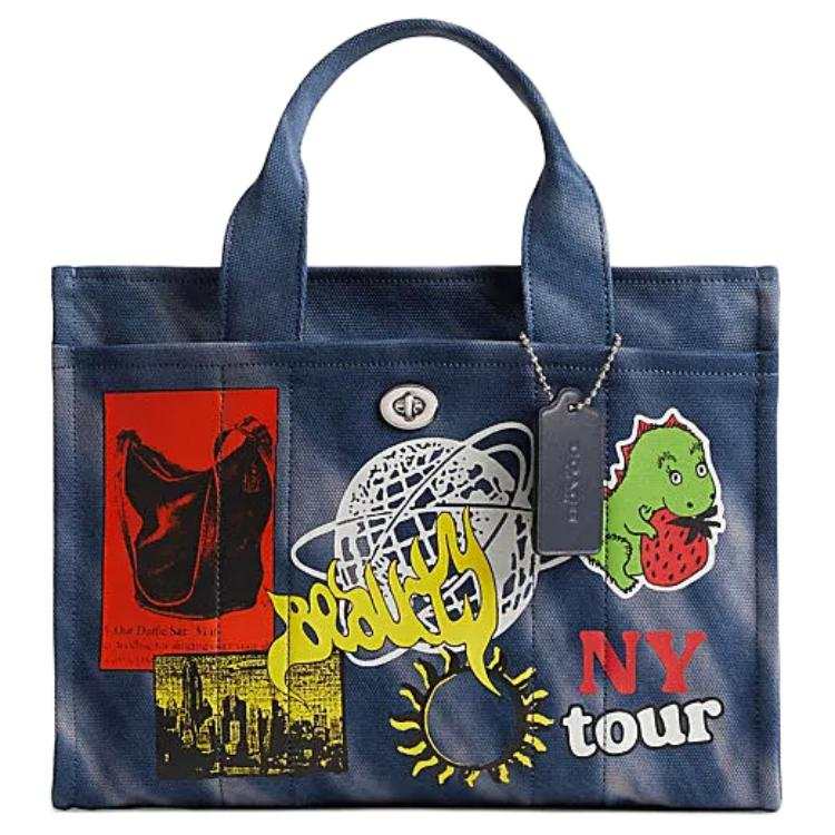 COACH Cargo Fabric Tote Bag Shopping Bag Shoulder Bag Crossbody Bag Handbag Large Size Unisex Midnight Blue & Navy