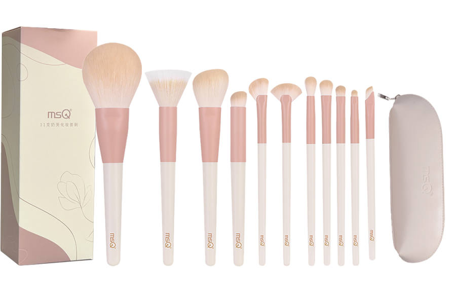 MSQ 11 Pcs Milk Puff Makeup Brushes Portable Antibacterial Blended Detail Soft Skin Friendly