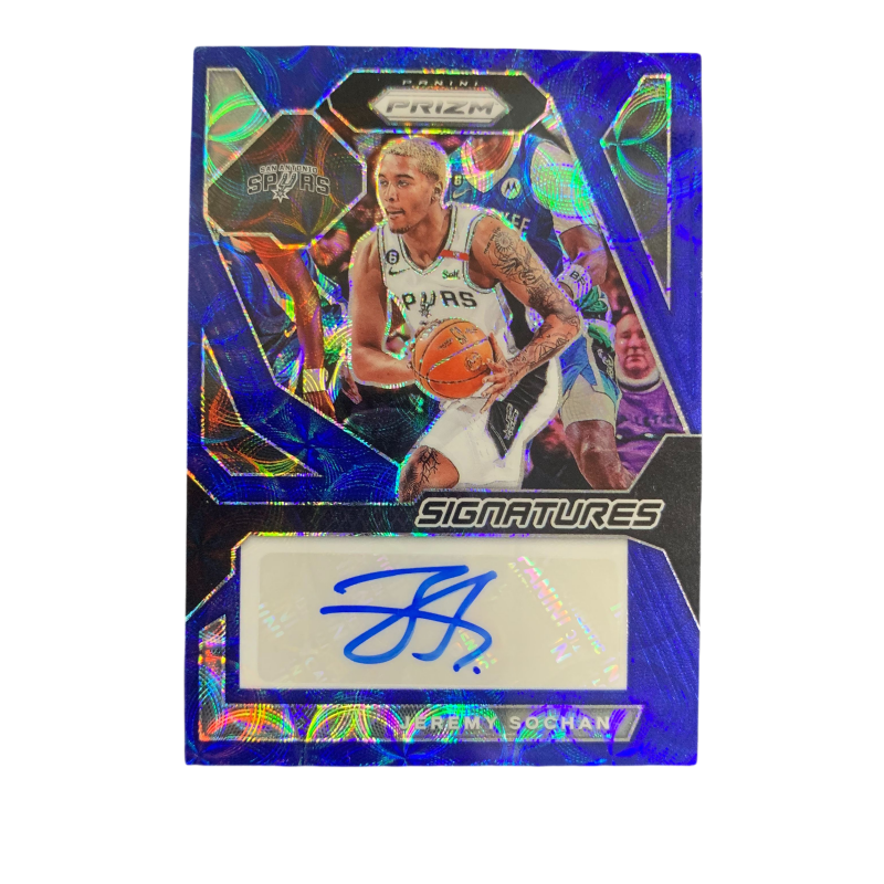 PANINI 2023 24 Prizm Spurs, Soong, Autograph Card, Blue Circle, Refractor 34/49, Player Card Pass Sports Cards 1 Pc