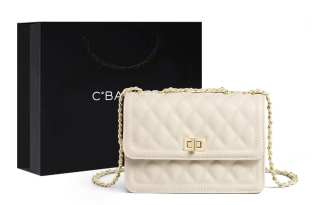 C°BANNER Cow Split Leather, Synthetic Leather Shoulder Bags Regular Women's Ecru/Black
