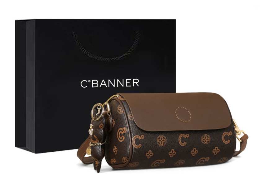 C°BANNER Synthetic Leather Crossbody Bag, Shoulder Bag Women's Coffee & White & Brown