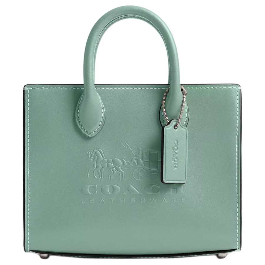 COACH Ace Refined Calfskin Tote Bag, Shopping Bag, Shoulder Bag, Crossbody Bag, Handbag Small Women's Blue Crystal