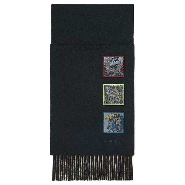 HERMES HERMES Knit Scarves Men's Marine Blue