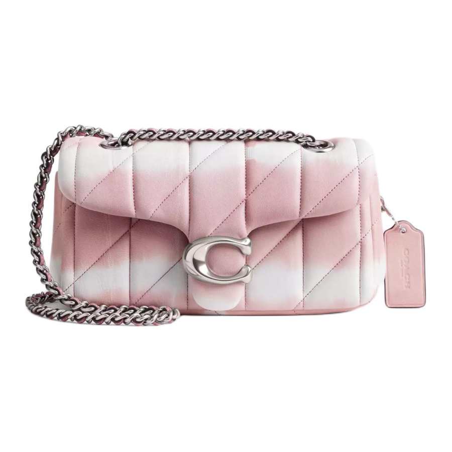 COACH Tabby Nappa Leather Crossbody Bag, Shoulder Bag Small Unisex White & Pink