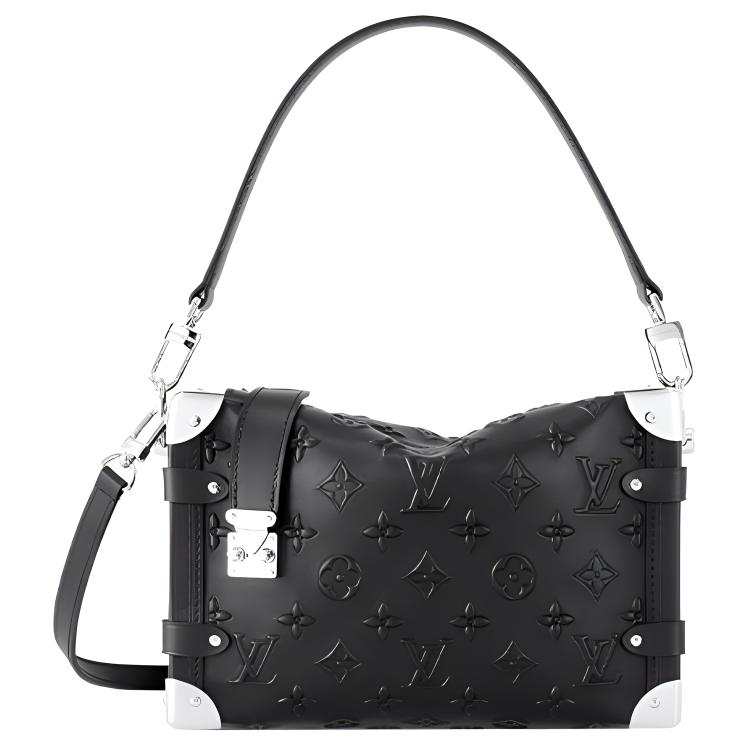LOUIS VUITTON LOUIS VUITTON Monogram Debossed Calfskin Side Trunk Black