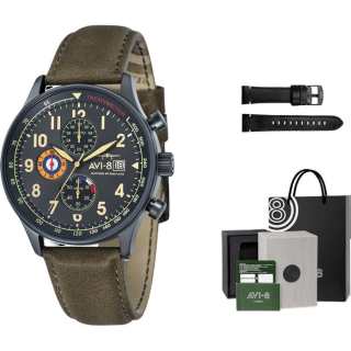 AVI-8 AVI 8 HAWKER HURRICANE Wrist Watches Quartz Movement Genuine Leather Strap Black Dial Men's Watches