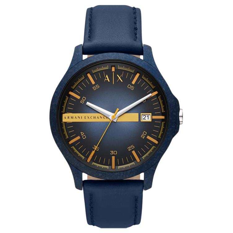 ARMANI EXCHANGE ARMANI EXCHANGEAE Wrist Watches Quartz Movement Leather Strap 46mm Black Dial Men's Watches
