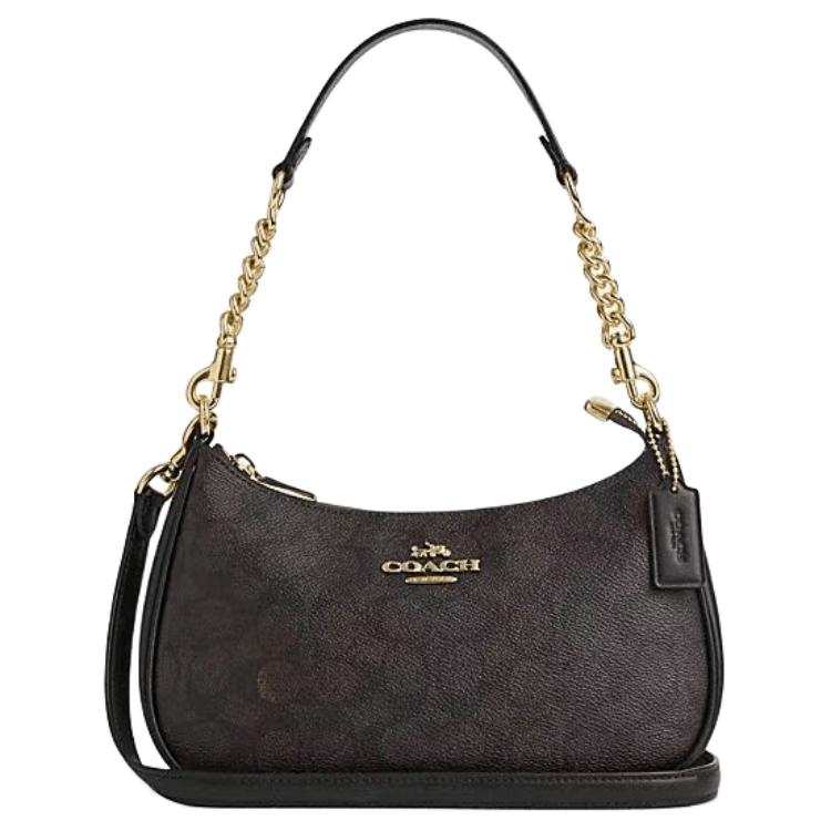 COACH Teri Artificial Leather With Recycled Leather Shoulder Bag Medium Women's Dark Brown