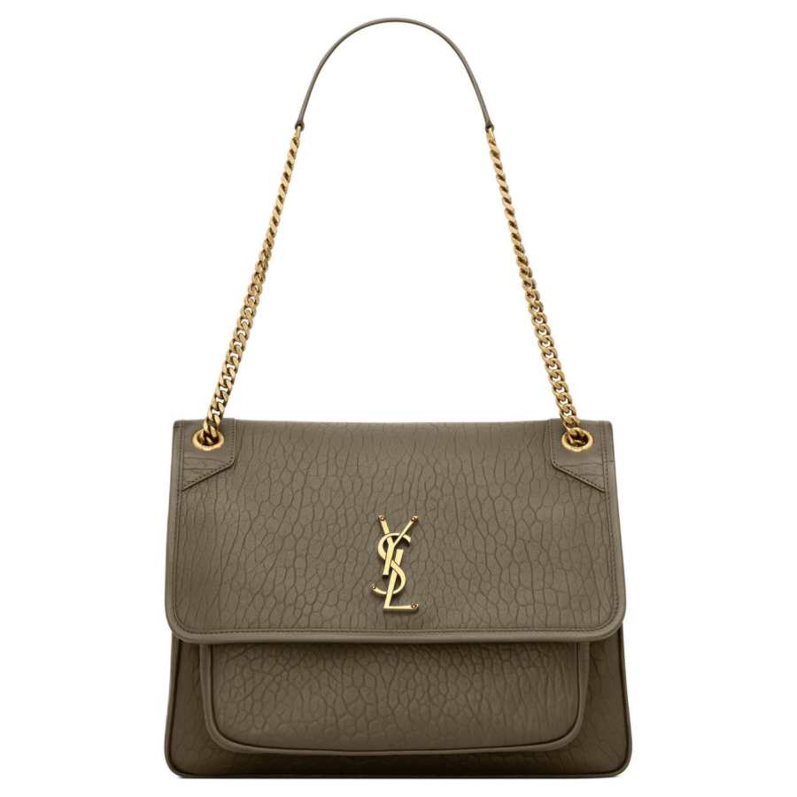 SAINT LAURENT Niki Grain Sheepskin Handbag, Shoulder Bag Women's Light Musk