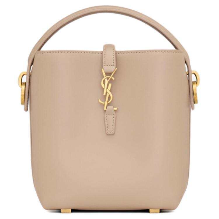 SAINT LAURENT Cassandre Cow Leather Bucket Bag, Shoulder Bag, Crossbody Bag Mini Women's Dark Beige