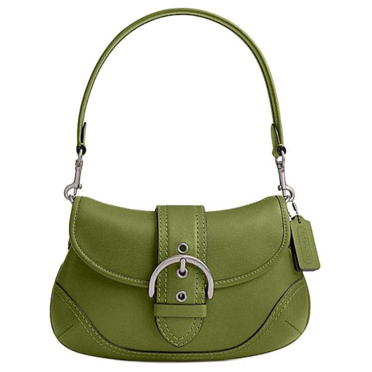 COACH Soho Cow Leather Hobo Bag, One Shoulder Handbag Large Women's Dark Lime