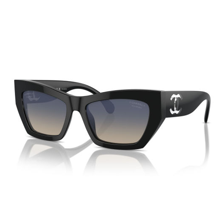 CHANEL CHANEL Acetate Rectangular Sunglasses Women's Black