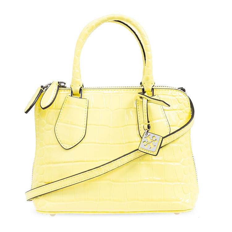 TORY BURCH Crocodile Embossed Leather Handbag, Shoulder Bag, Crossbody Bag Regular Women's Lemon
