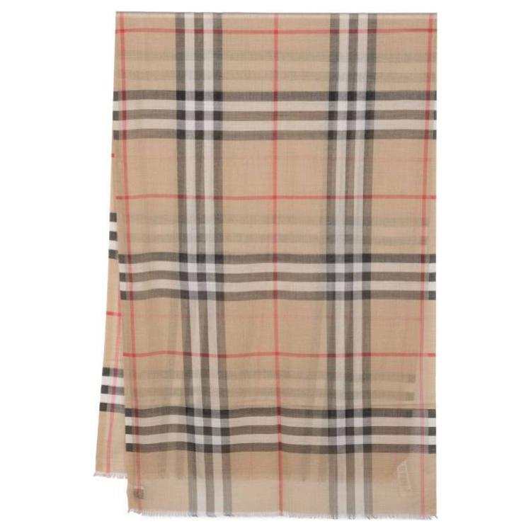 Burberry Wool And Silk Knit Scarves Unisex Beige