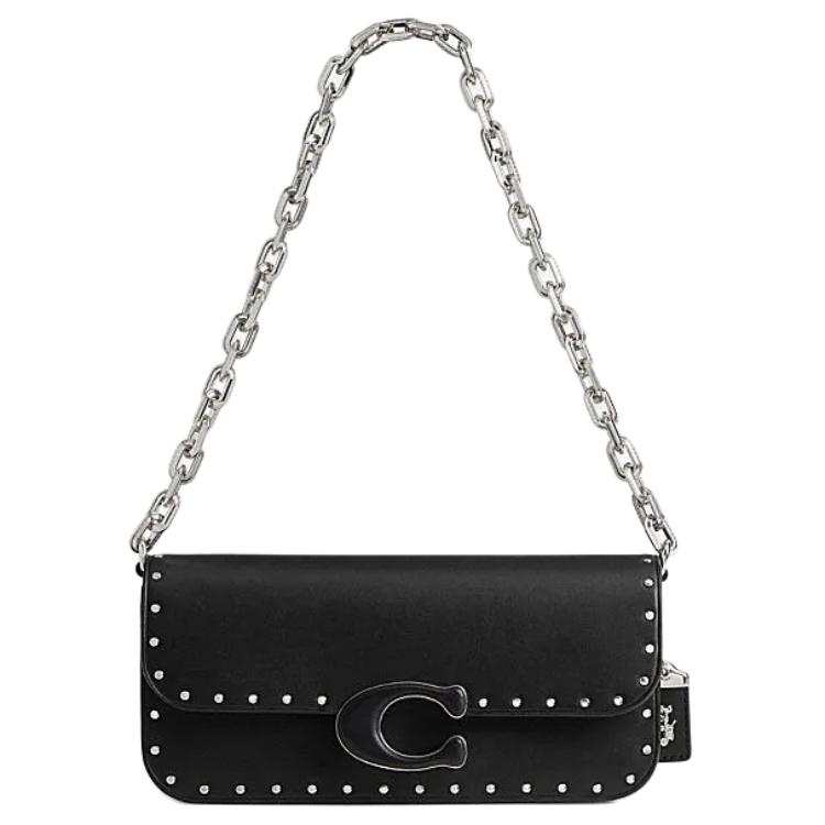 COACH IDOL Cow Leather Shoulder Bag, Crossbody Bag Medium Women's Black