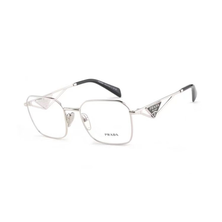 PRADA PRADA Irregular Shape Eyeglass Frames Women's Silver