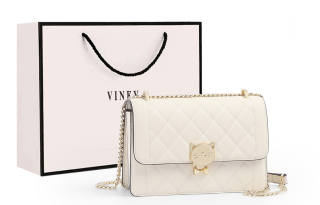 VINEY Cow Leather Crossbody Bag, Shoulder Bag Small Women's Ecru
