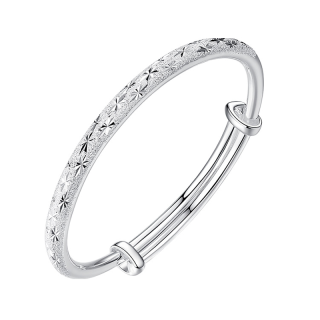 WINY 999 Fine Silver Material Bangles Women's Silver