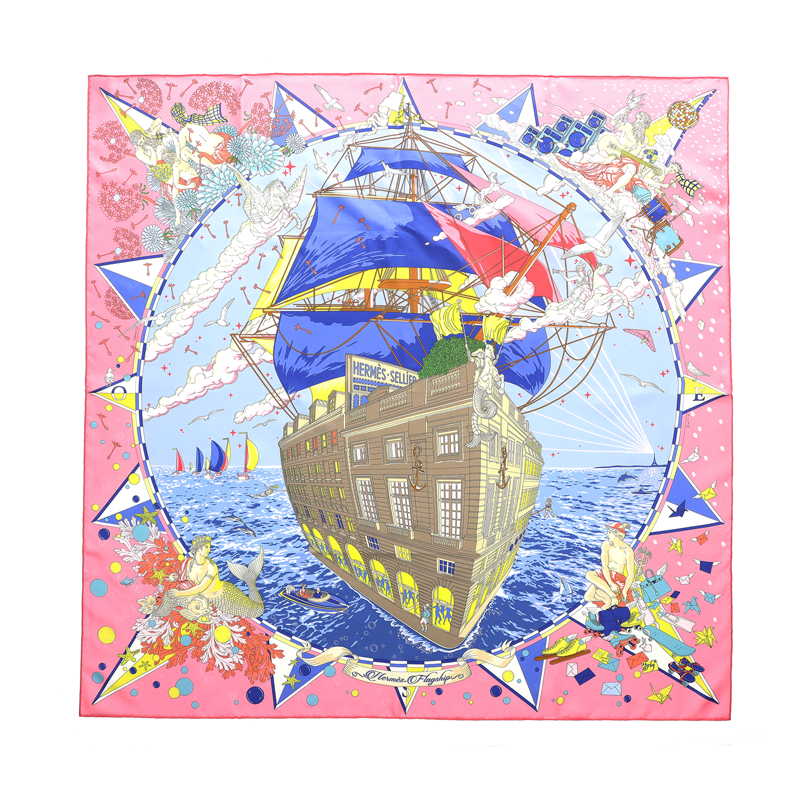 HERMES HERMES Silk Scarves Women's Pink