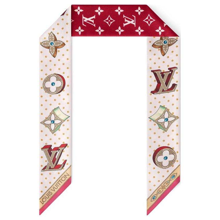 LOUIS VUITTON Silk Scarves Women's Red
