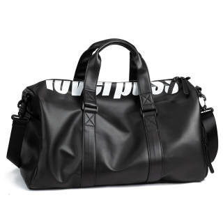 LOVERPUSS Polyurethane Travel Gym Bag Small Unisex Cool Black