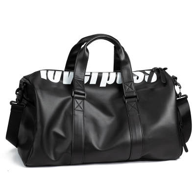LOVERPUSS Polyurethane Travel Gym Bag Small Unisex Cool Black