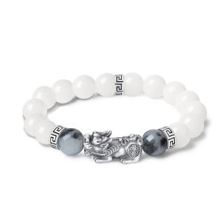 ZOKS White Jade Bodhi Beaded Bracelets Men's