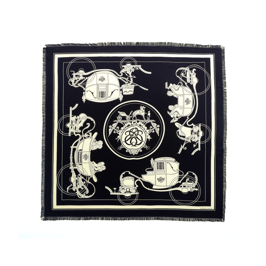 HERMES HERMES Ex Libris Scarves Unisex Black