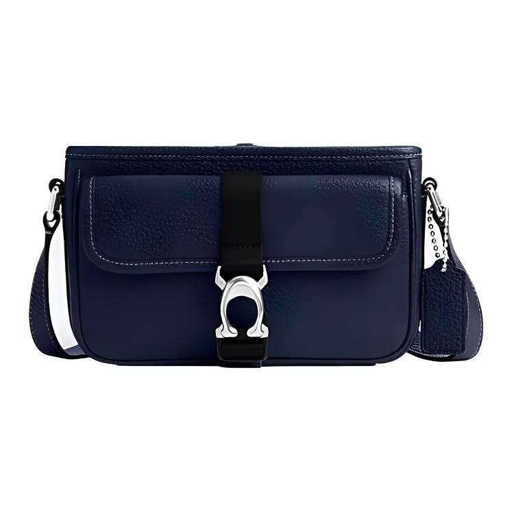 COACH Beck Cow Leather Shoulder Bag, Crossbody Bag Small Women's Dark Blue
