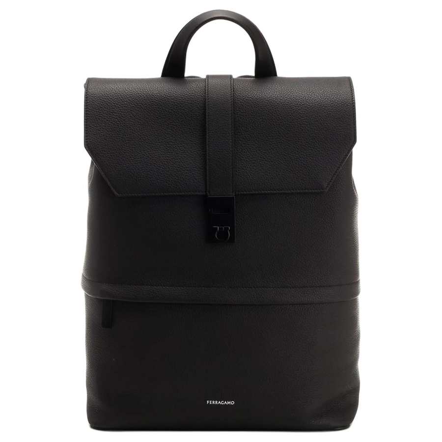 Ferragamo FERRAGAMO Calfskin Backpack Men's Black