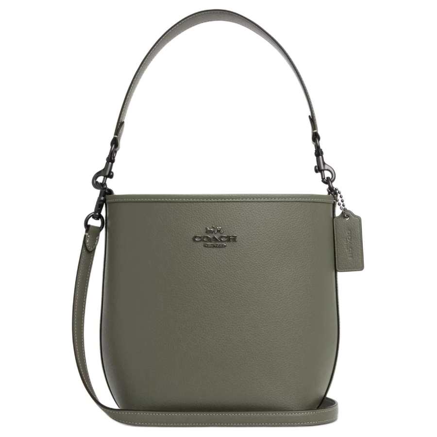 COACH City Bucket Leather Bucket Bag, Portable Crossbody Bag, Shoulder Bag Small Women's Green