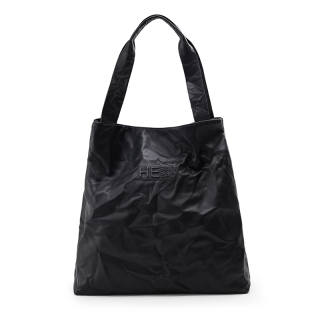 HE BAO BAO Individual Wrinkled Cow Leather Shoulder Bag Unisex Black/Milk Tea Brown