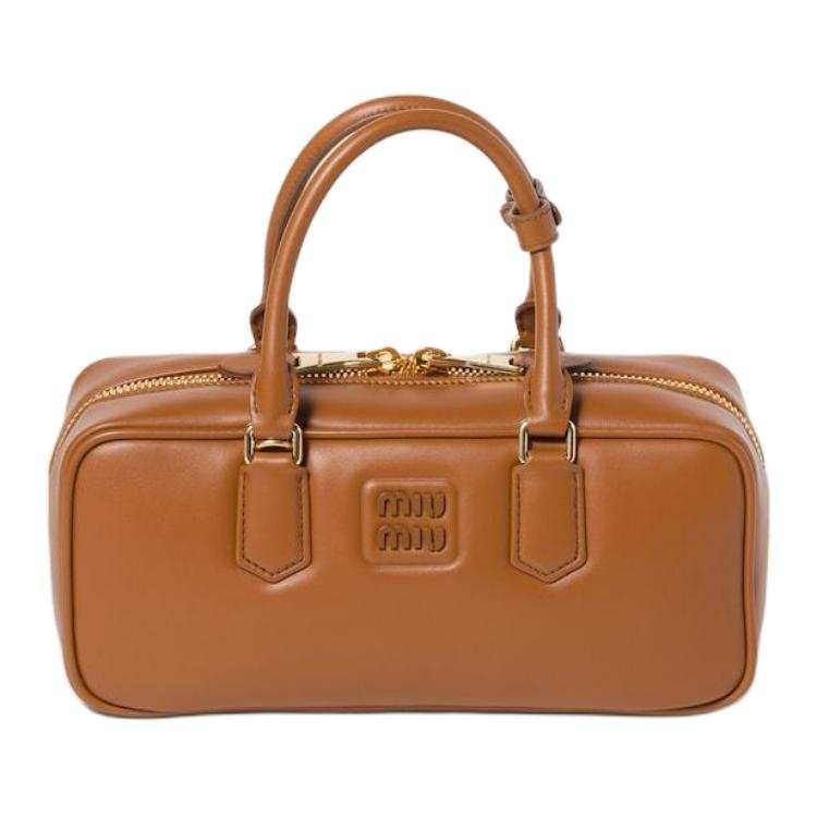 MIU MIU Arcadie Calfskin Handbag Large Women's Cognac