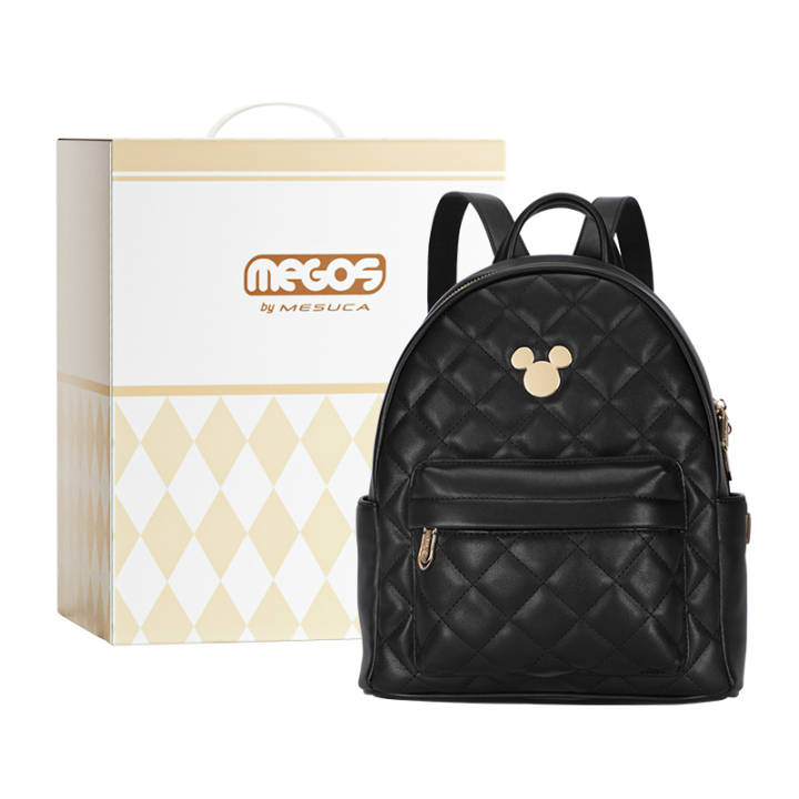Disney Disney Mickey Series Synthetic Leather Backpack Regular Unisex Black/White/Pink