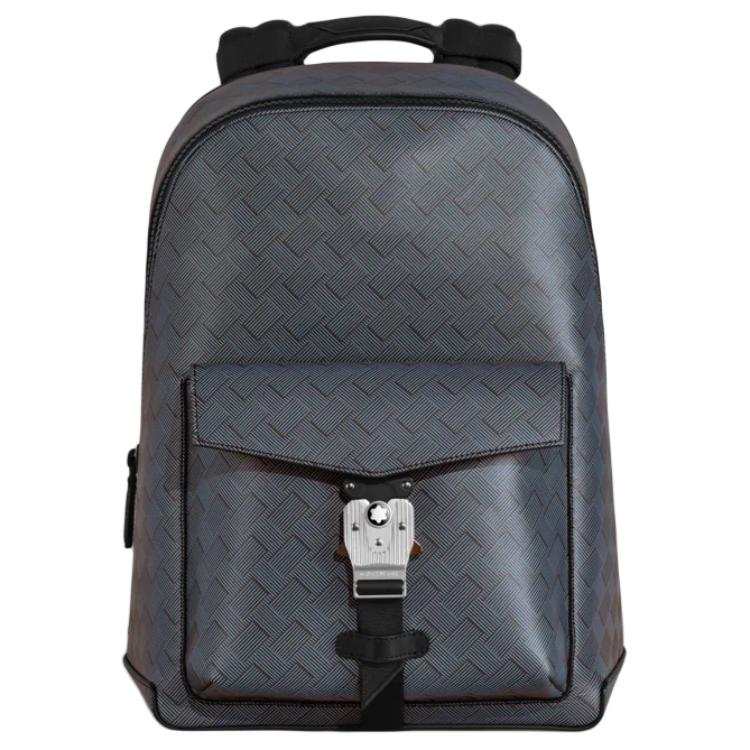 MONTBLANC Carbon Fiber Patterned Print Cow Leather Backpack Men's Lavender Gray