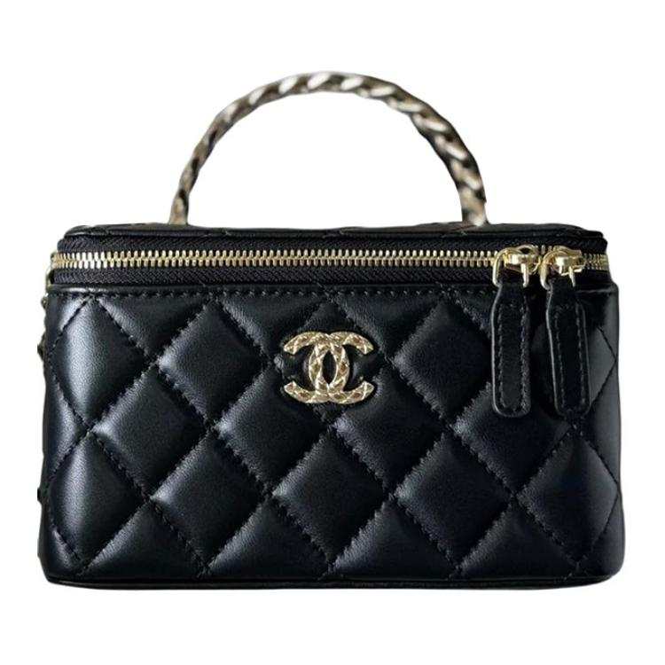 CHANEL Sheepskin Material Gold Metal Shoulder Bag, Crossbody Bag, Handbag Women's Black