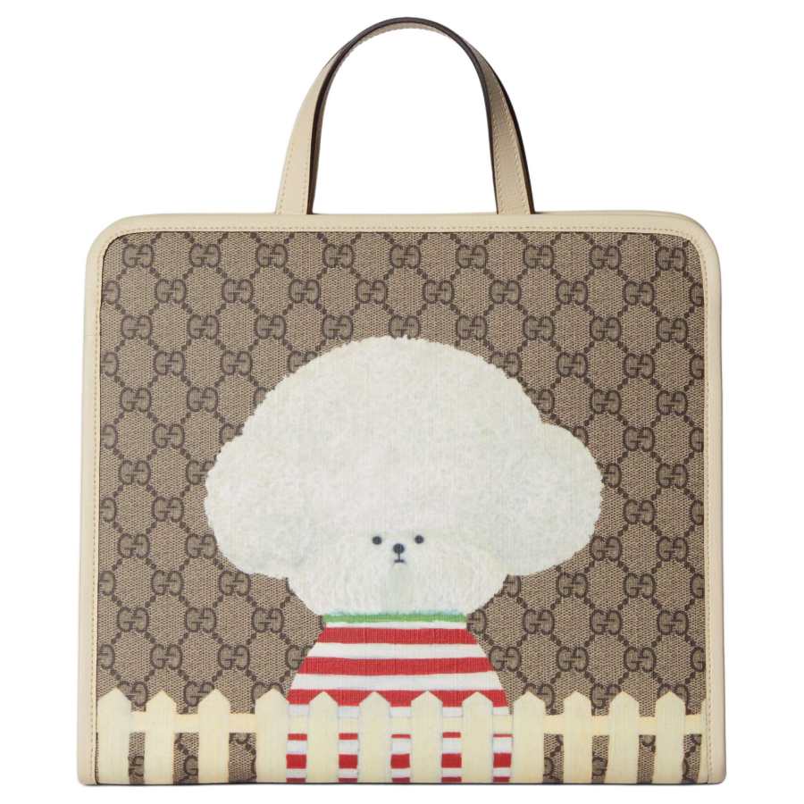 GUCCI Canvas Tote Bag, Shopping Bag, Handbag Kids' Beige & Ebony