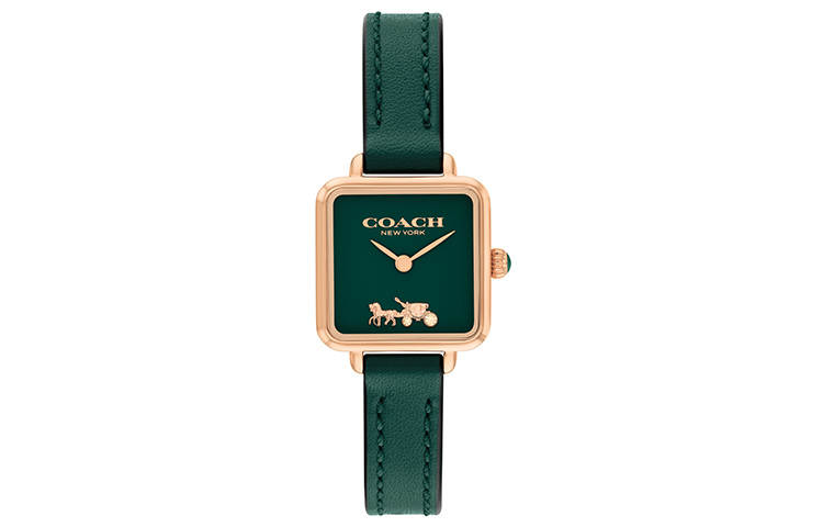 COACH CASS European/US Watches Wrist Watches Quartz Movement Genuine Leather Strap Green Dial Women's Watch