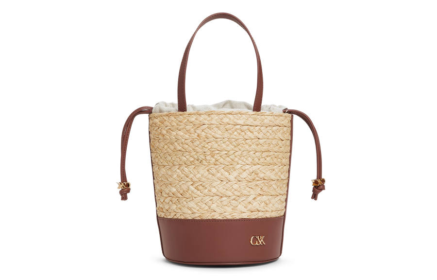 CHARLES&KEITH Cow Leather Bucket Bag, Crossbody Bag, Handbag Medium Women's Brown/Beige