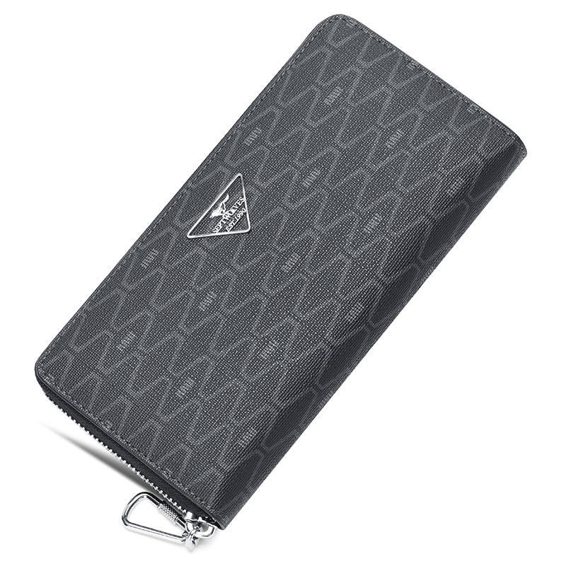 SEPTWOLVES Artificial Leather Wallet Zip Bag Clutch Large Men's Black
